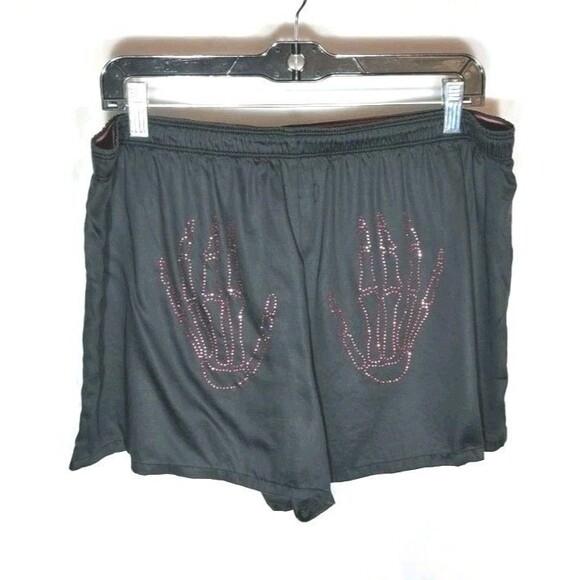 PINK Other - PINK Victoria's Secret Black Skeleton Hand Embellished Sleep Shorts XL Halloween